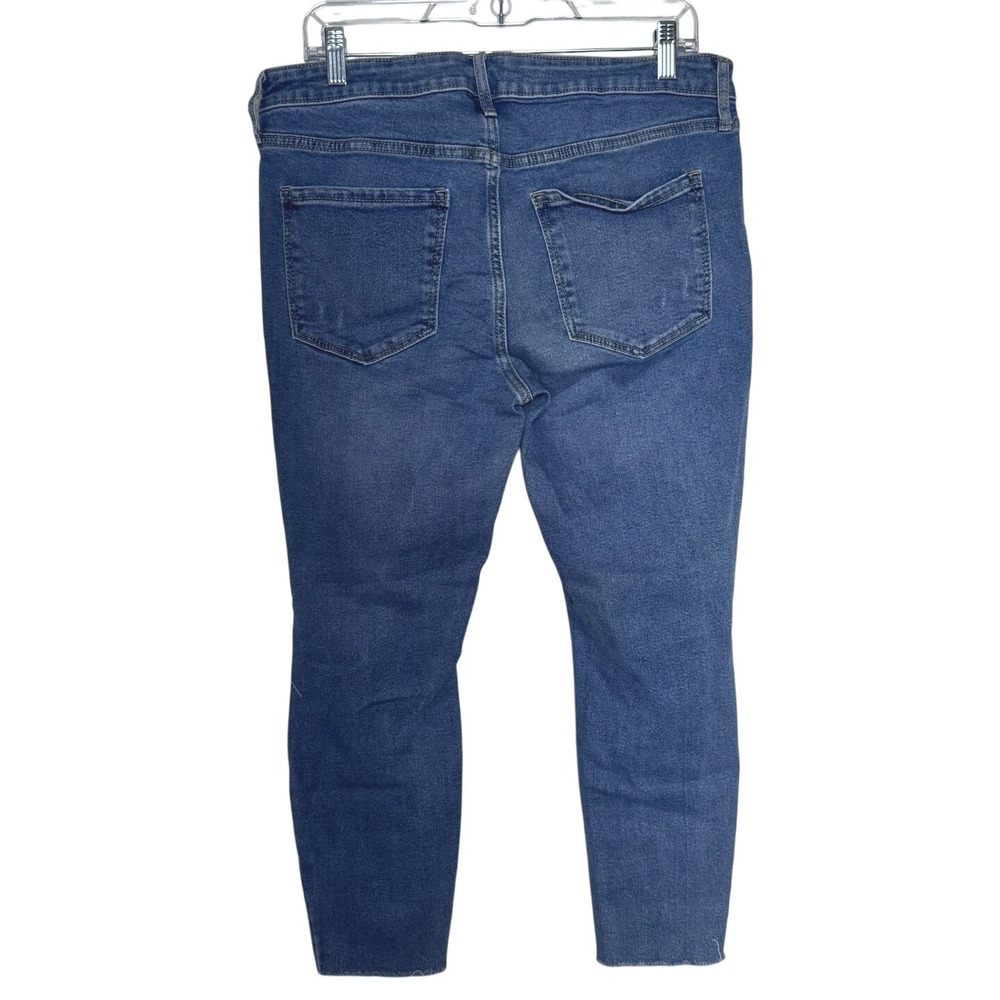 Old Navy Rockstar Super Skinny Jeans Womens 14 Short Distressed Blue Mid Rise - Picture 2 of 6